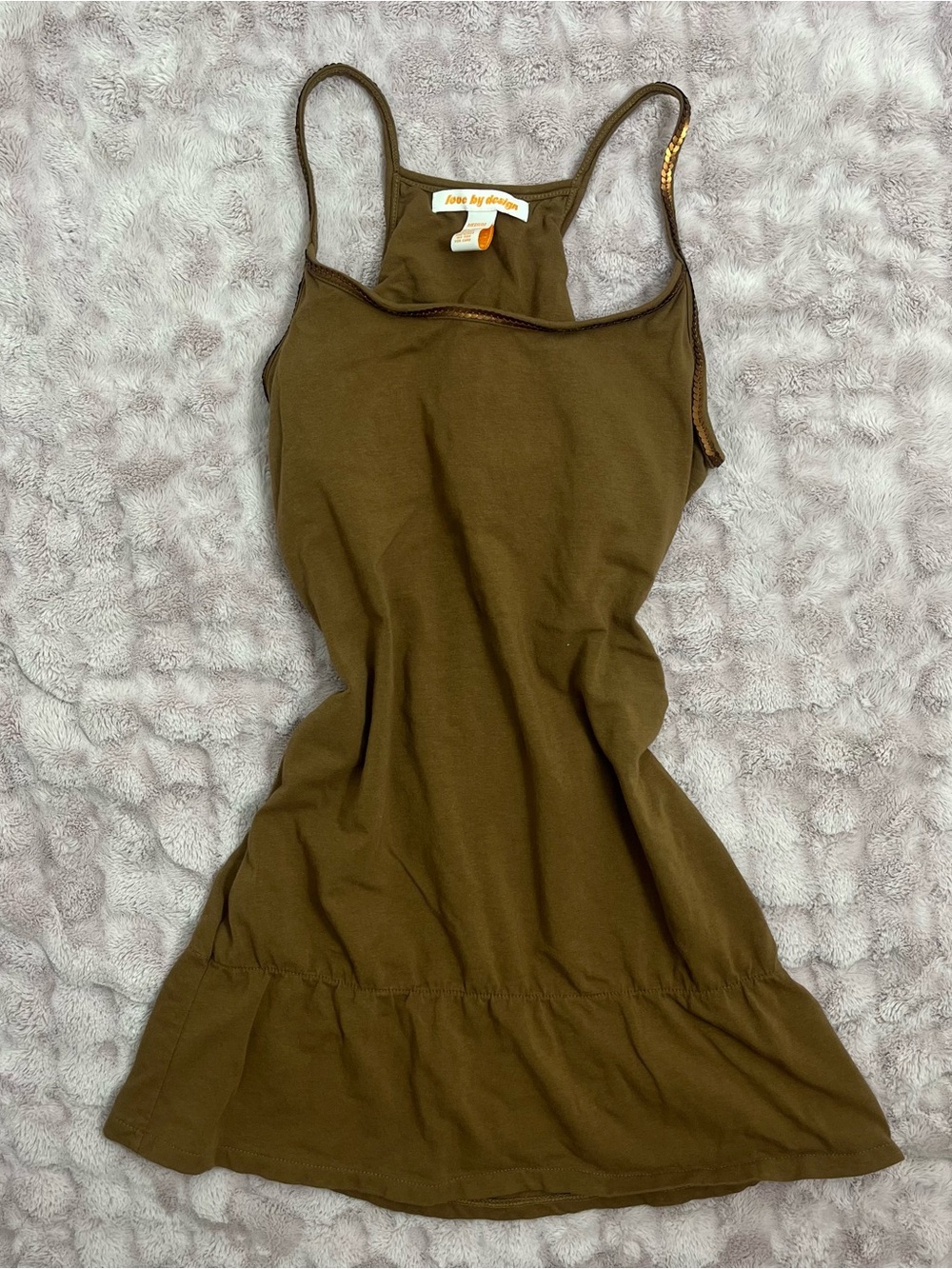 Love By Design Brown Racerback Long shirt with Sequin Straps
